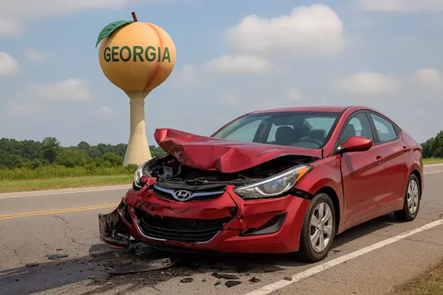 Red uninsured car in Georgia