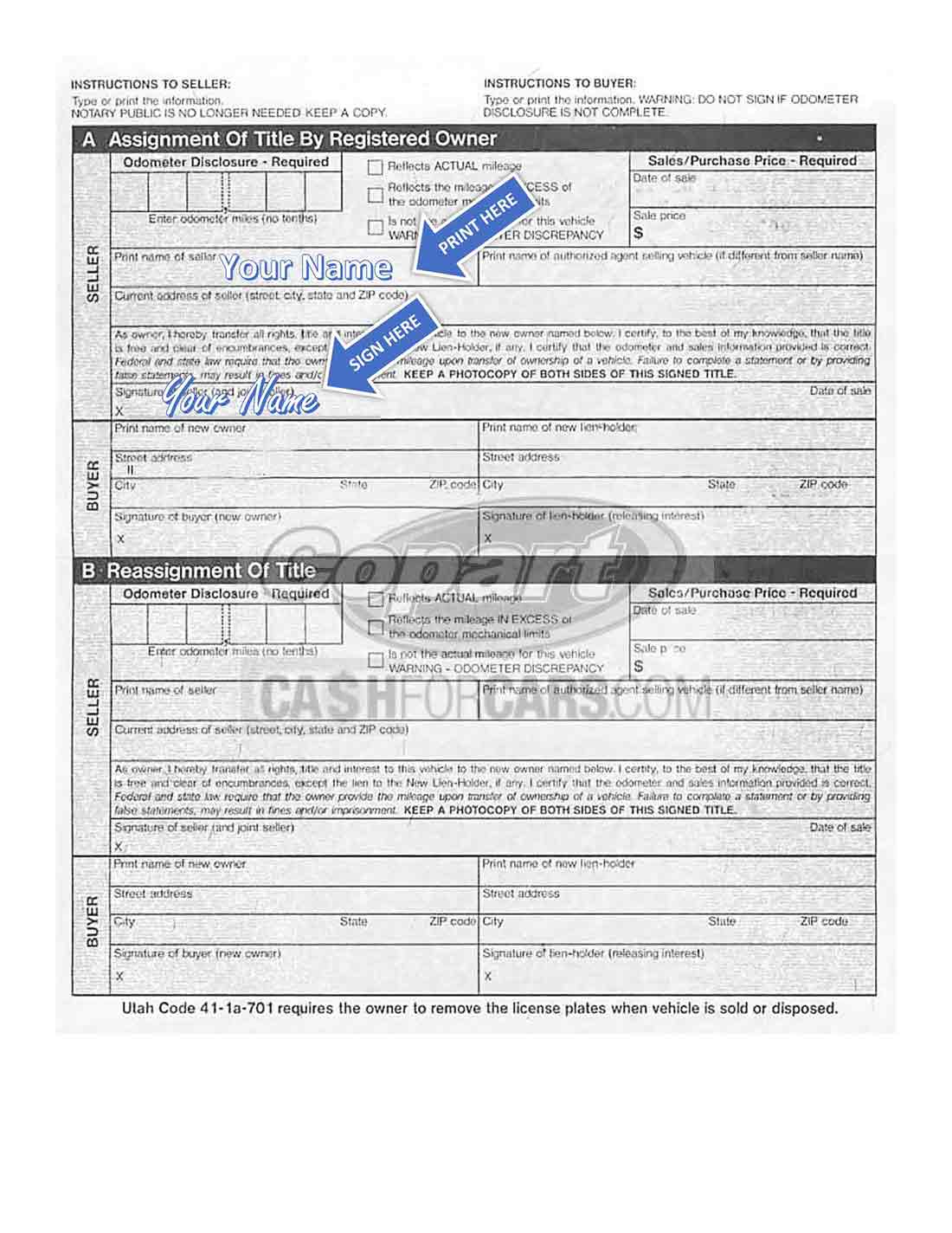 assignment or reassignment of title utah